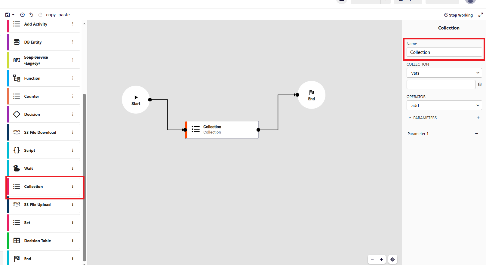 Collection box configuration