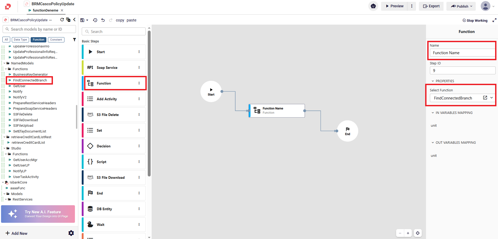 Function box configuration