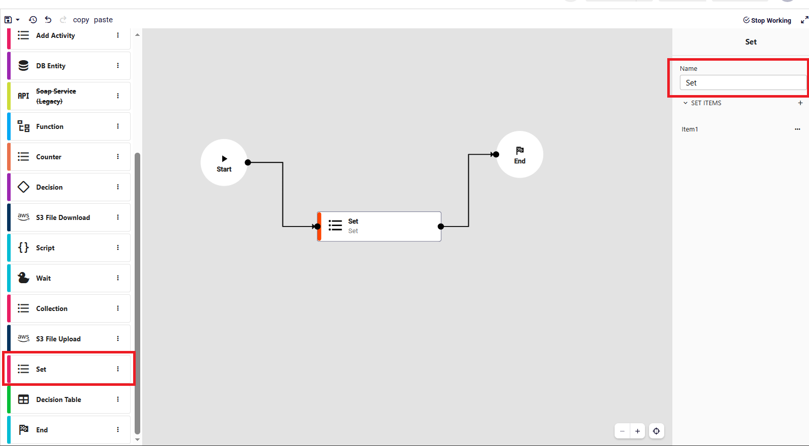 Set box configuration