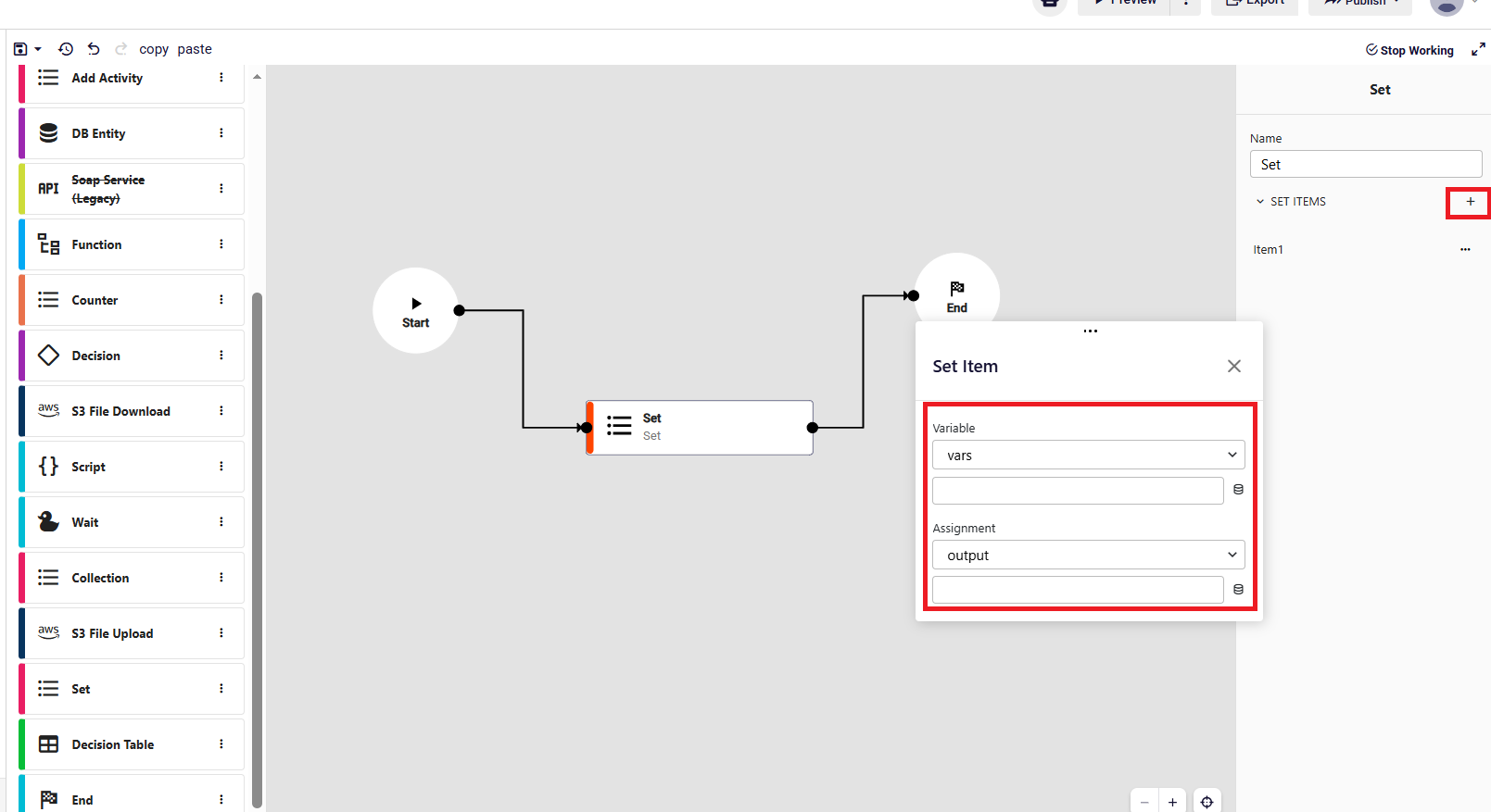 Set items mapping