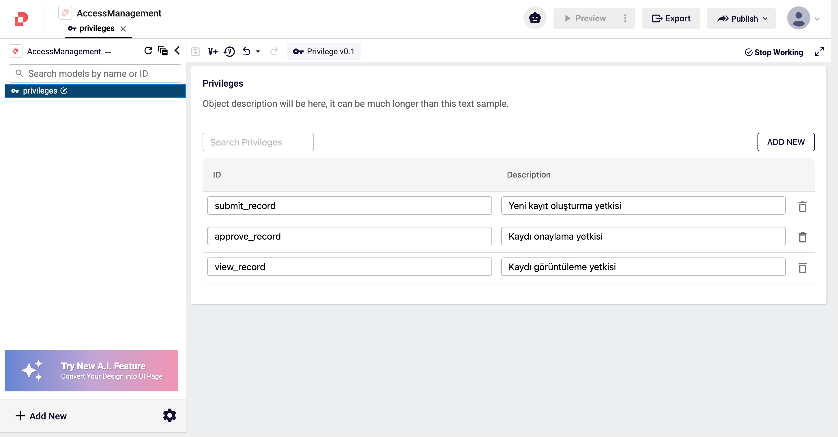 Privilege Editor